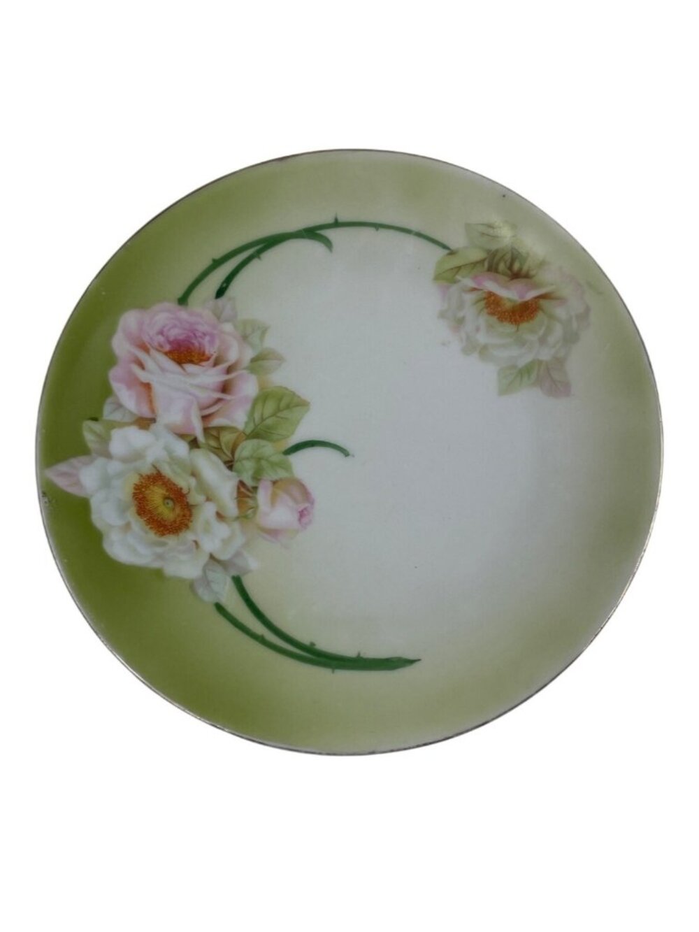LDBC Germany Bavaria Floral Plate 6" Porcelain Green & Pink Roses Vintage